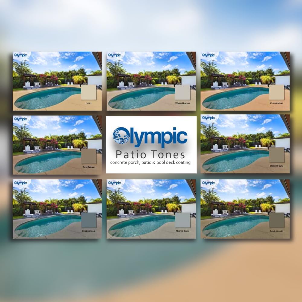 Olympic Patio Tones - Sand Valley - 1 Gallon - Non-slip acrylic deck and patio coating, concrete restorer.