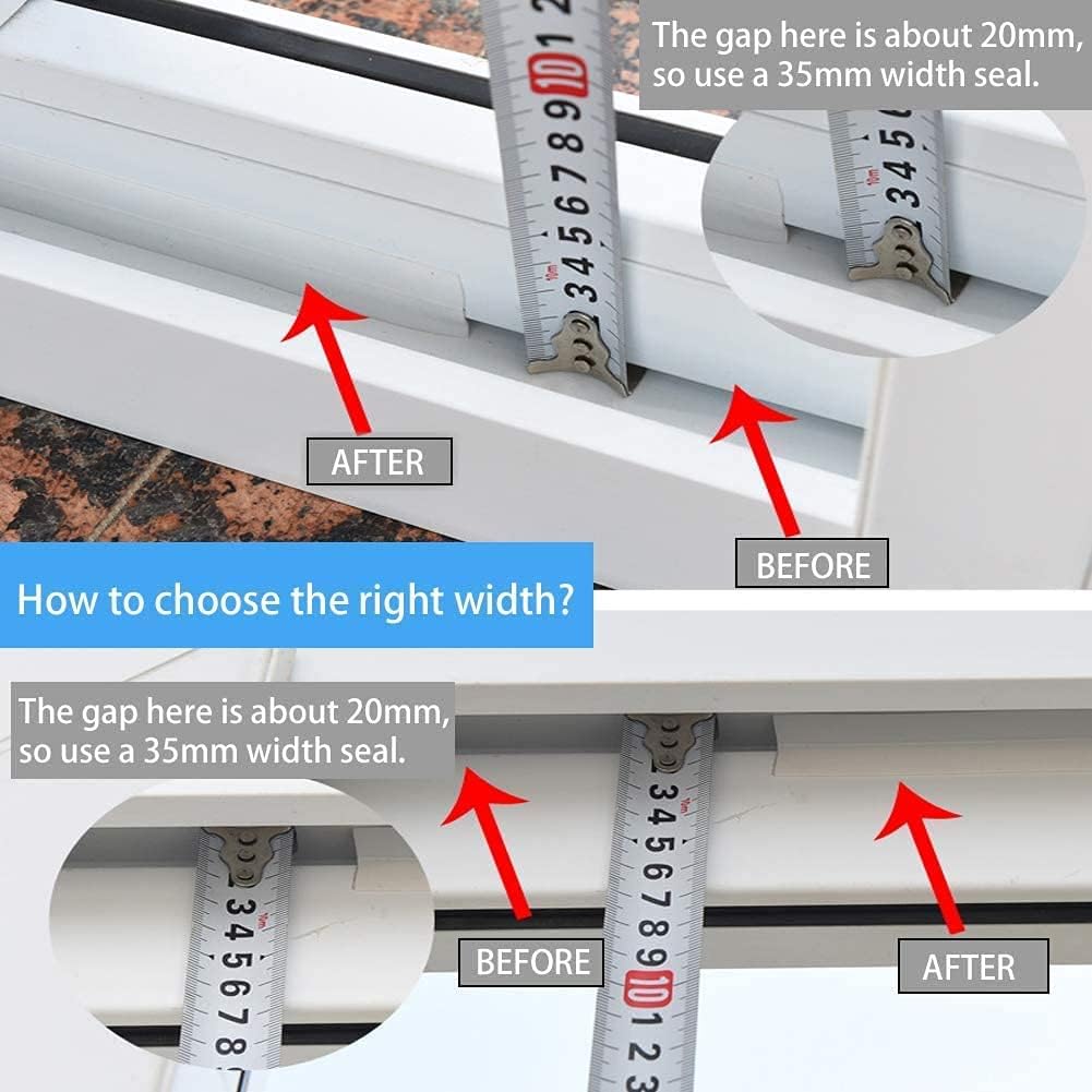 TAROSE Weather Stripping, 33 Feet Weather Seal Strip, Adhesive Silicone Tape (White, 25MM) for Door, Window, Shower Door