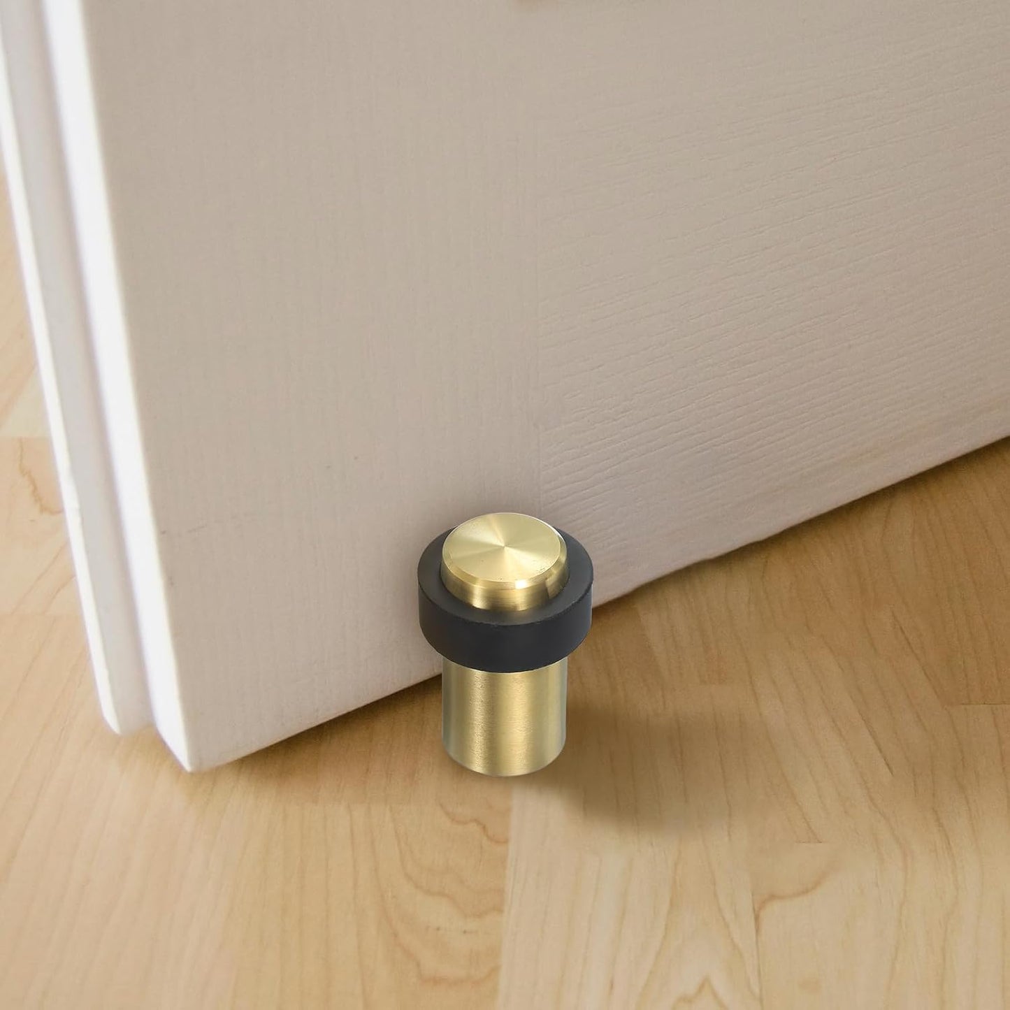 PATIKIL 3Set Round Door Stoppers, 60mm Stainless Steel Door Stop Doorstop Wedge Metal Cylinder Self Adhesive with Screw for Bottom of Door Floor Inside, Bronze