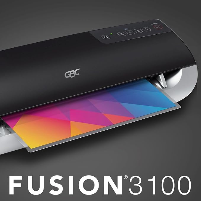 GBC Thermal Laminator Machine, Fusion 3100L, 12 Inch, 1 Min Warm-up, 3-7 Mil, with 30 EZUse Laminating Pouches for Home, Office and Classroom, Black (1703076)