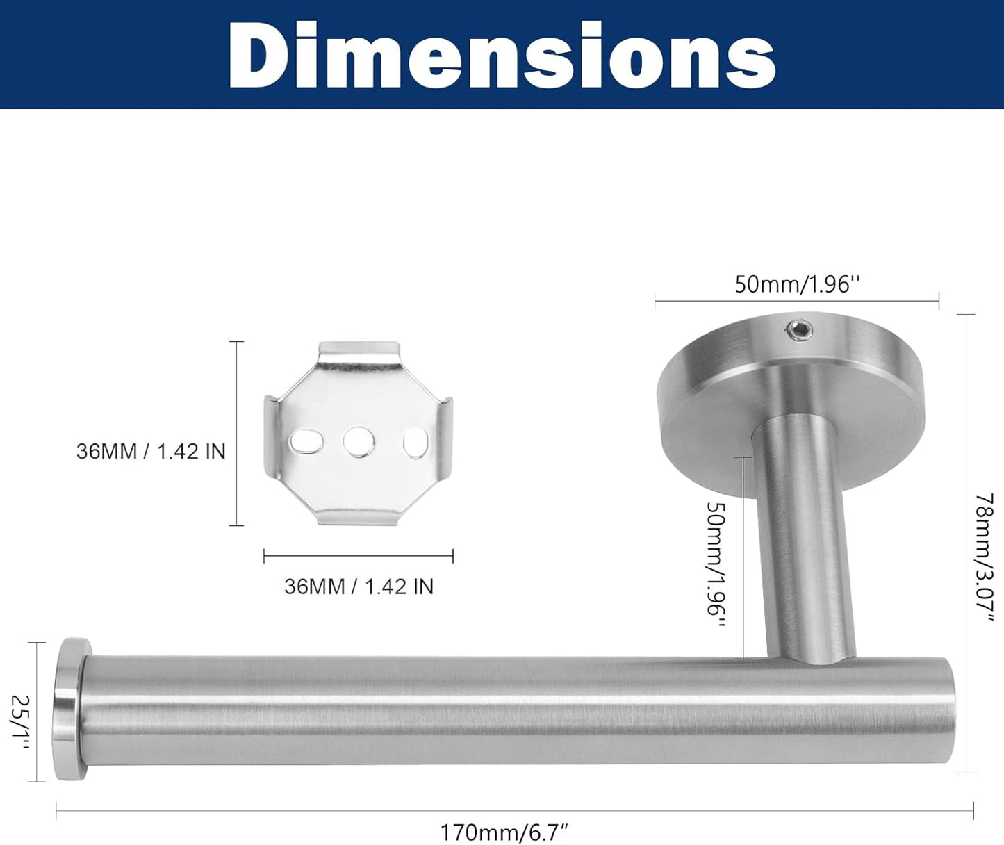 NearMoon Bathroom Toilet Paper Holder, Premium SUS304 Stainless Steel Rustproof Wall Mounted Toilet Roll Holder for Bathroom, Kitchen (4 Pack, Brushed Nickel)