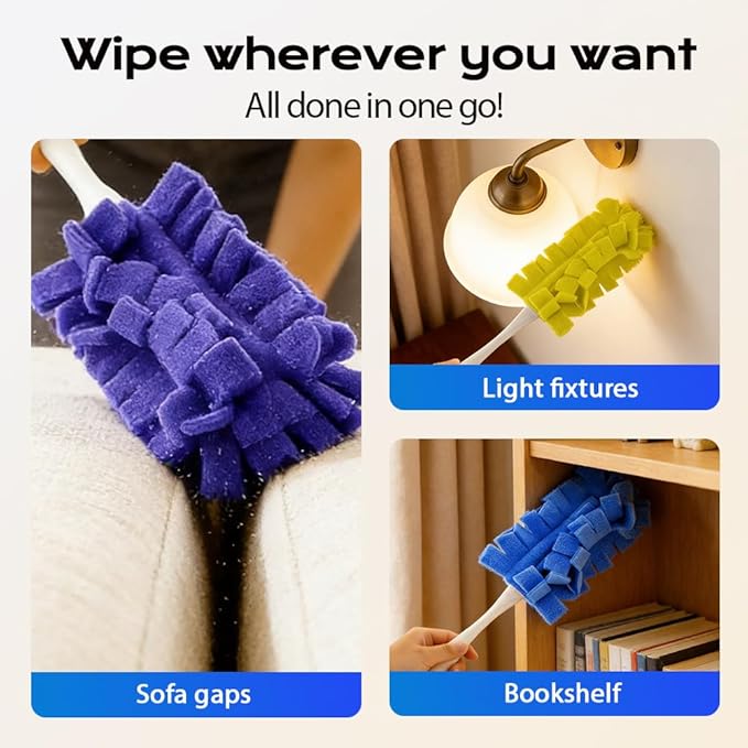 360° Electrostatic Duster Refills, 2026 New Washable & Reusable Microfiber Pads Fleece Duster Refill Compatible Tools for Cleaning Home, Blinds, Car, Pet, Furniture, Fans (Blue)