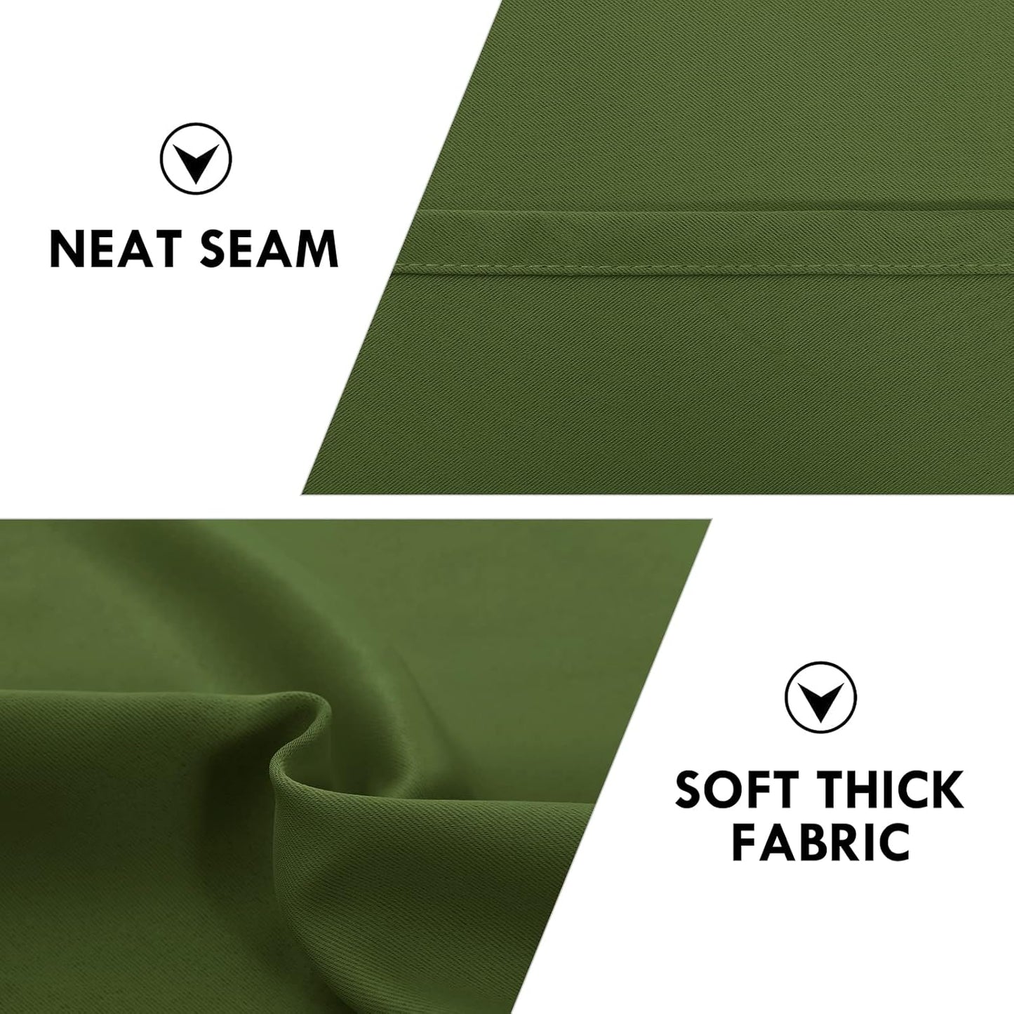 DWCN Olive Green Room Darkening Blackout Curtains - Thermal Insulated Privacy Energy Saving Window Curtain Drapes 42 x 45 inch Length, Set of 2 Bedroom Living Room Curtains