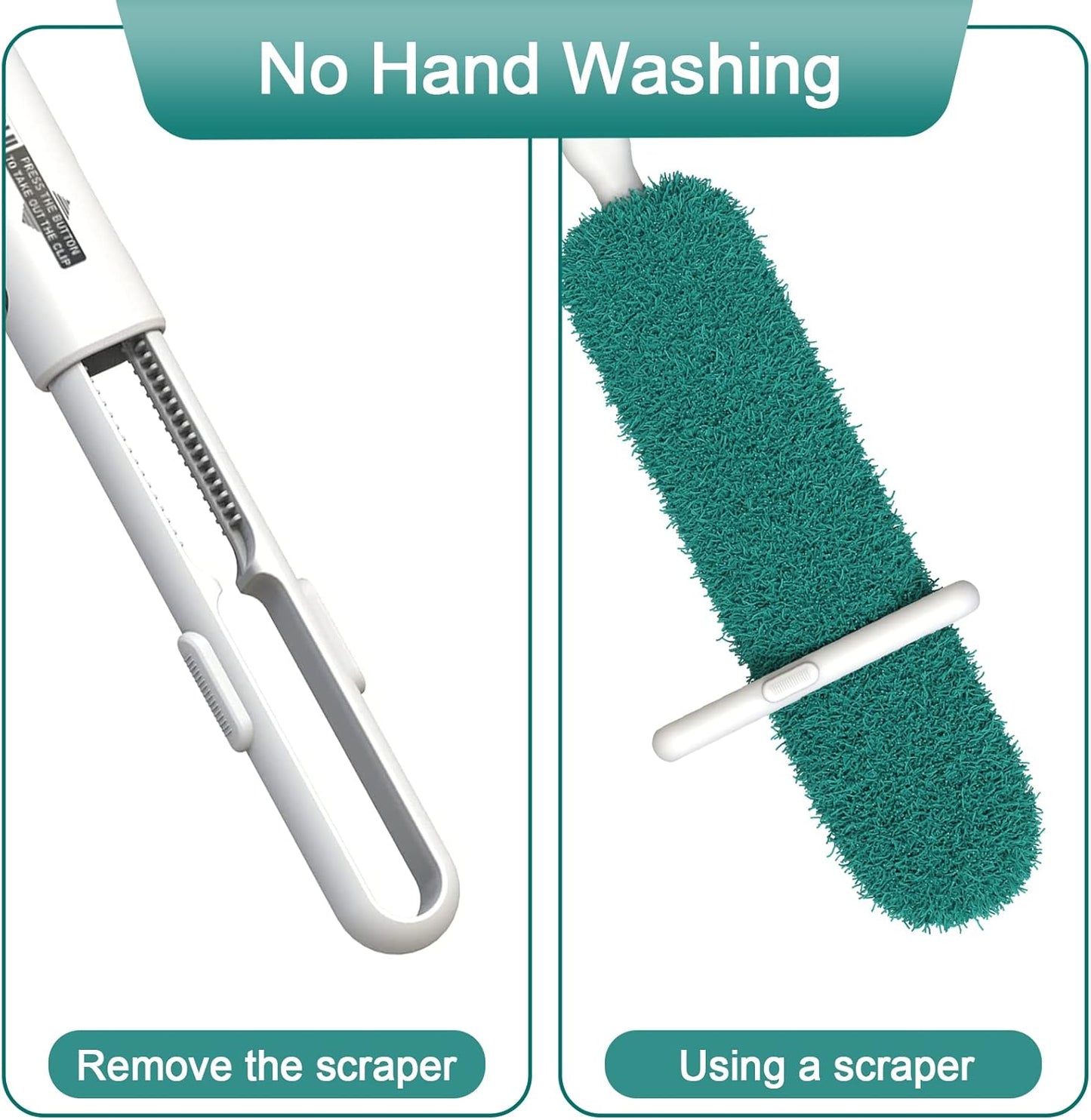 Microfiber Duster, Feather Duster, Dusters for Cleaning, Washable Dusters with Reusable Microfiber Head, Feather Dusters for Cleaning Cobweb, Blinds, Furniture, Cars-Green