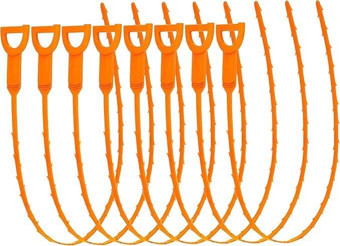 25 Inch Snake Drain Clog Remover Tool Hair Drain Cleaner Tool Drain Auger Hair Cleaning Tool fits Shower Kitchen Sink Bath Tub Bathroom 8 PCS