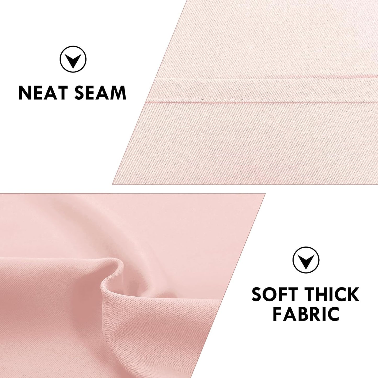 DWCN Blackout Curtains – Thermal Insulated, Energy Saving & Noise Reducing Bedroom and Living Room Curtains, Blush Pink, W 52x L 95 Inch, Set of 2 Rod Pocket Curtain Panels