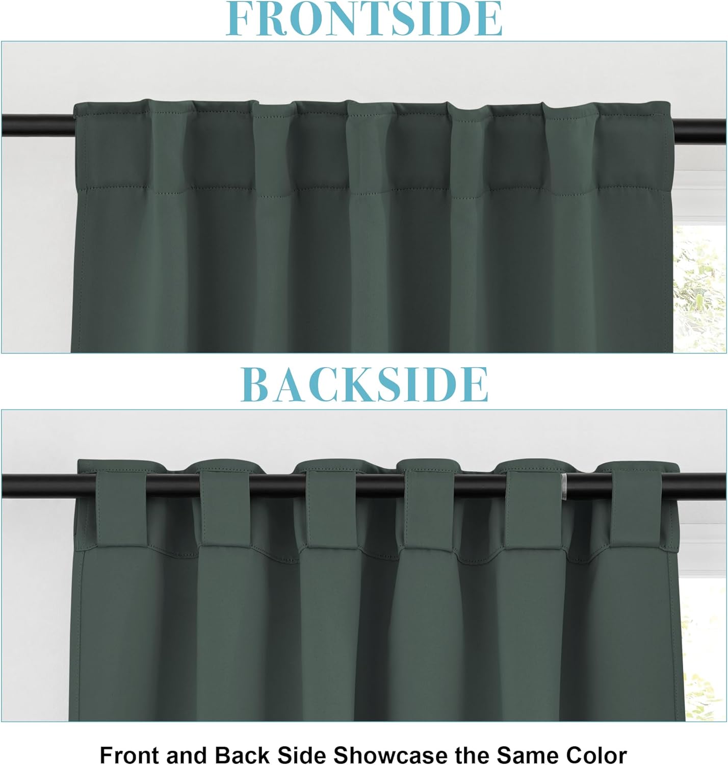RYB HOME Blackout Curtains for Bedroom, Small Windows Shades Thermal Insulating Privacy Drapes for Living Room Classroom Kitchen Bathroom Dining, Wide 42 x Long 36 inch, Dark Green, 2 Panels