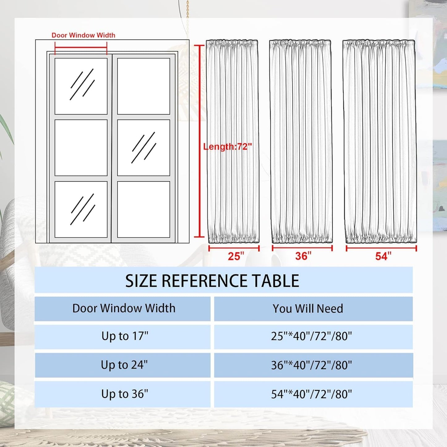 DWCN French Door Curtains – Rod Pocket Thermal Blackout Curtain for Doors with Glass Window, Kitchen and Patio Doors for Privacy, 54 X 72 Inches Long, 1 Curtain Panel with Tieback, Mint Green