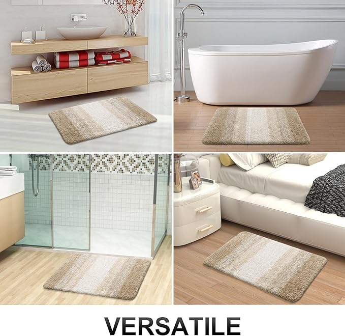 OLANLY Bathroom Runner Rugs 59x24, Extra Soft Absorbent Microfiber Bath Rugs, Rubber Backing, Quick Dry, Machine Washable Bath Mats for Bathroom Floor, Tub and Shower, Home Decor Accessories, Tan