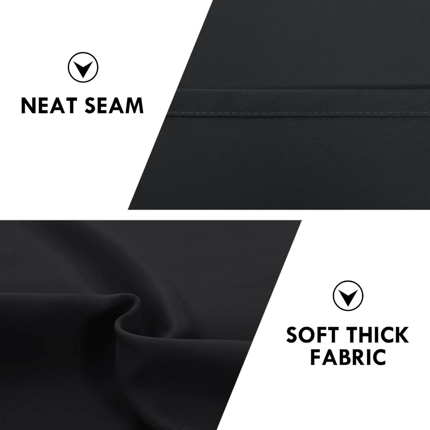 DWCN Blackout Curtains for Living Room Thermal Insulated, Energy Saving & Noise Reducing Bedroom Curtains, Black, W 70x L 72 Inch, Set of 2 Rod Pocket Curtain Panels