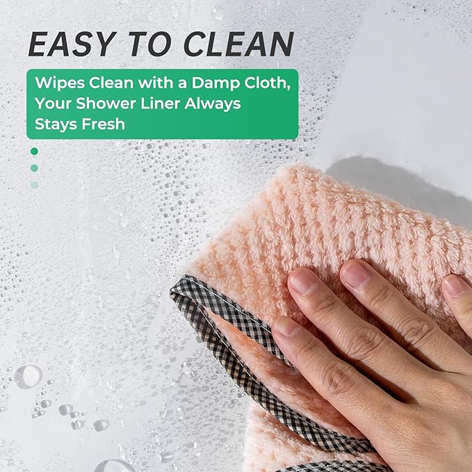AmazerBath Small Stall Shower Curtain Clear 60x60 Inches, Plastic RV Shower Curtain for Camper, Heavy Duty 8G Premium PEVA, Bathroom Accessories with 3 Big Stones and 10 Rustproof Grommets