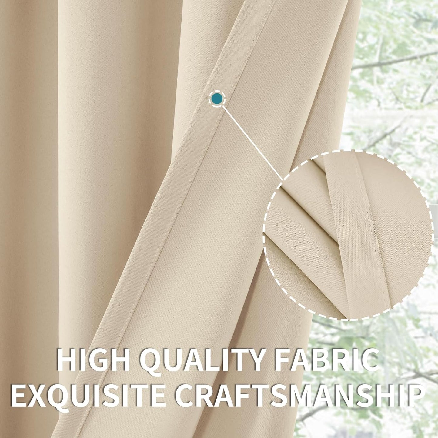 BGment Champagne Blackout Curtains 36 Inches Length for Kitchen Bedroom Window - Rod Pocket Short Darkening Drapes Privacy for Bathroom Basement Cafe, 2 Panels, 42 x 36 Inch