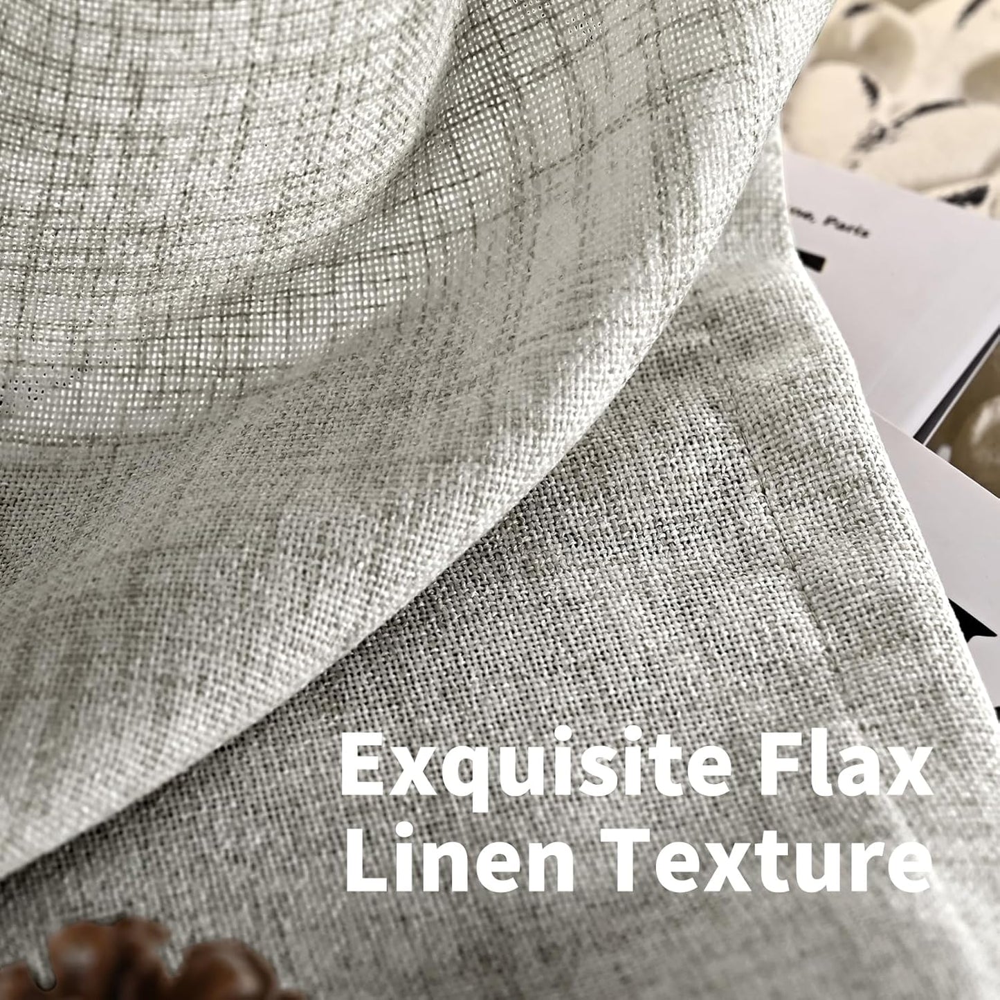 YoungsTex Dark Grey Linen Semi Sheer Curtains 36 Inch Length for Cafe Winow, Short Drapes Light Filtering with Rod Pocket Back Tab for Bathroom, 2 Panels, 42 X 36 Inch
