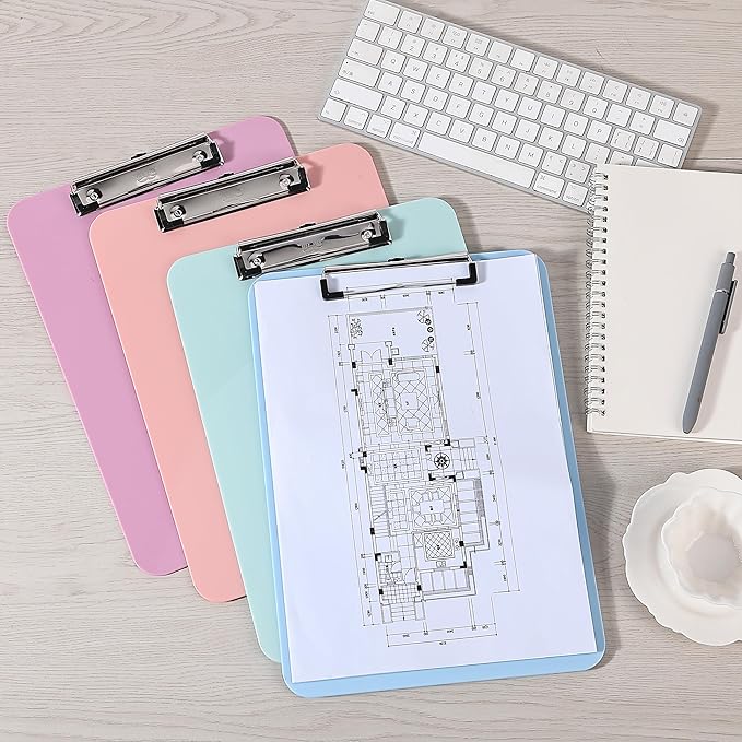 Mr. Pen- Plastic Clipboard, 12.5" x 9", 2 Pack, Buttercream Clipboard Plastic, Low-Profile Metal Clip with Retractable Hanging Hole