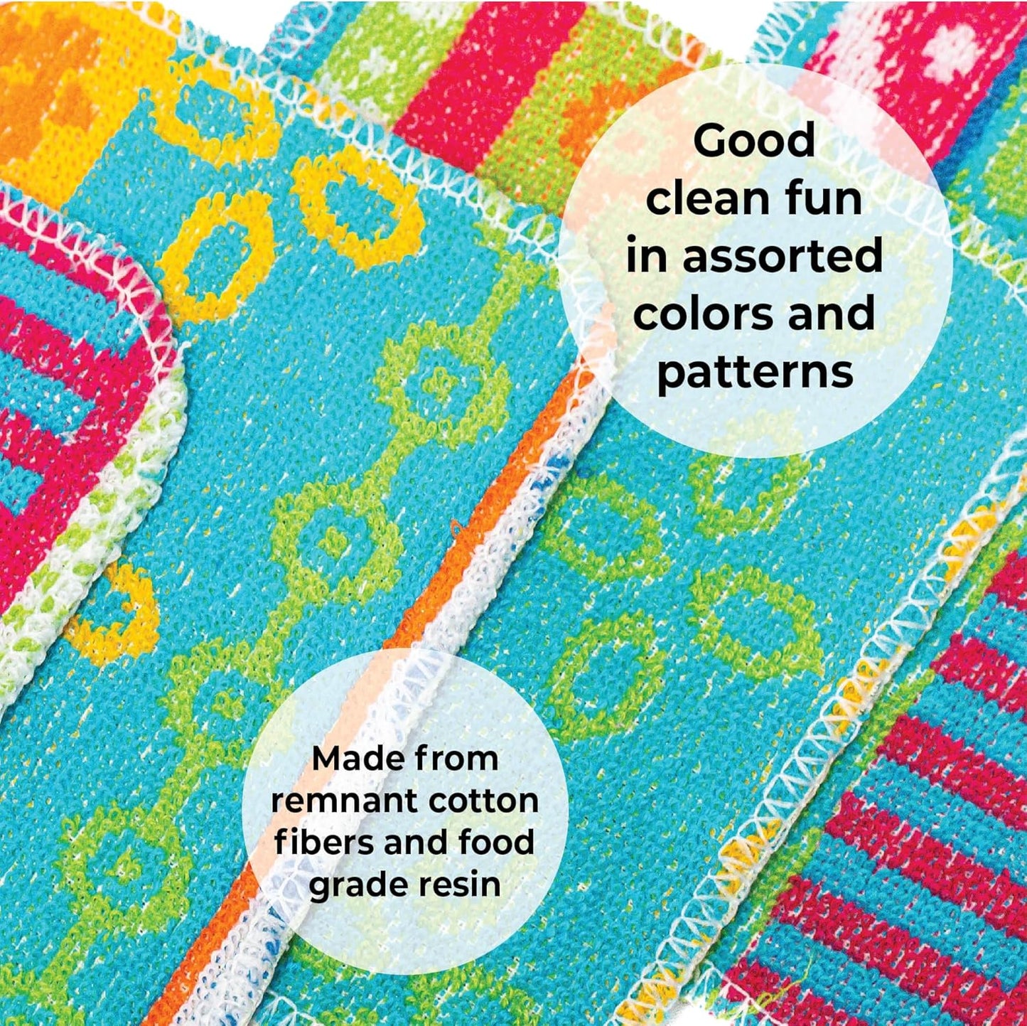 Skoy Scrub, 1-Piece Reusable, Non-Scratching Dish Scrubber for Kitchen and Household Cleaning, Planet-Friendly, Dishwasher Safe Soft Scrub, Assorted Colors and Designs