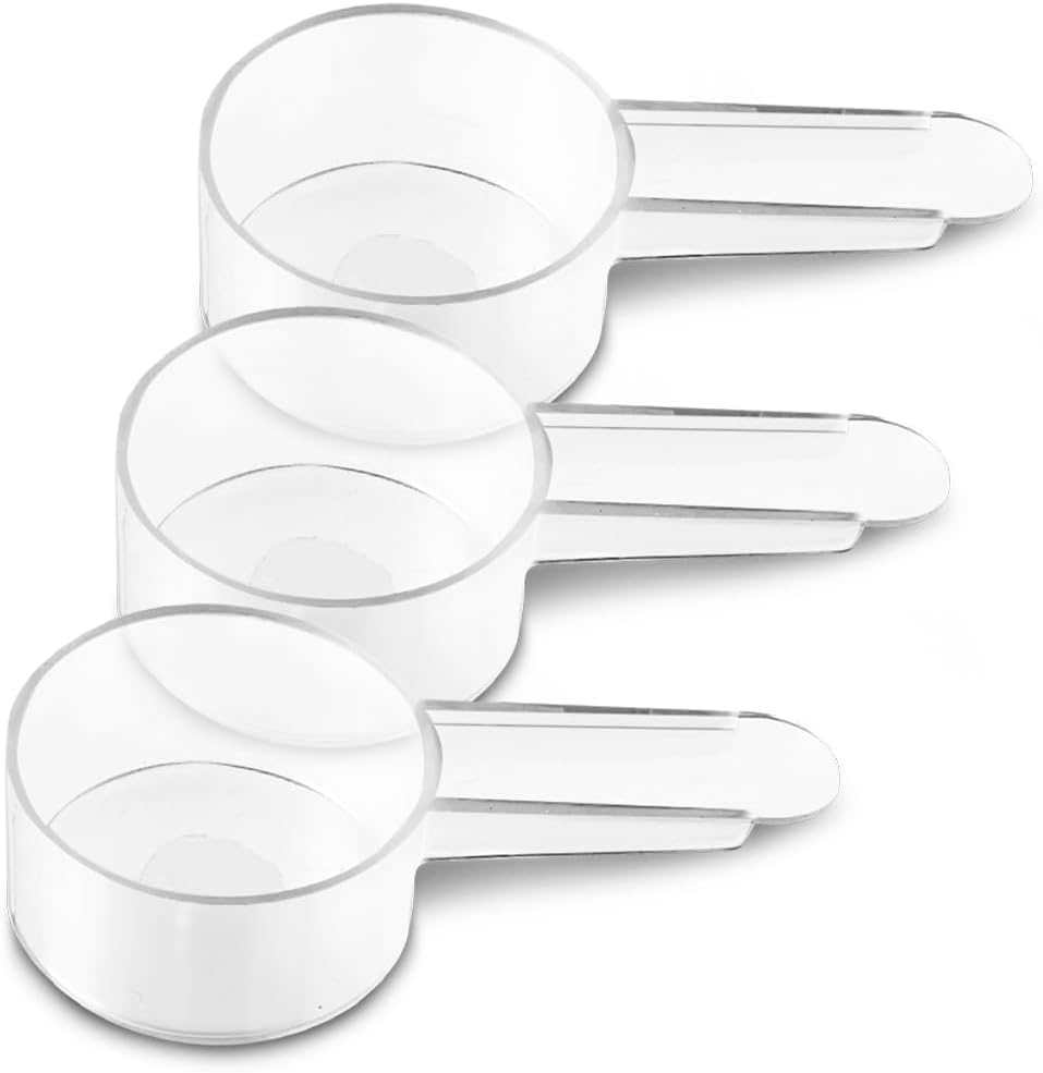 3 Pack Tablespoon Measuring Spoon Set with Short Handle Coffee Scoop - 1 Tablespoon (15 ML) Clear Plastic Scoops for Coffee, Loose Tea, Protein, Spices, Powders, and Other Dry Goods
