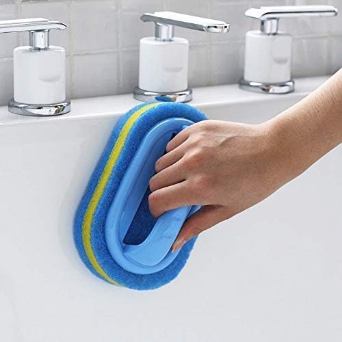 2-Piece Cleaning Brush for Bathroom Kitchen Bathtub Toilet Cleaner All Purpose Shower Sponge Scrubbing Brush with Ergonomic Handle
