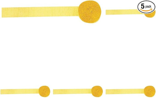 Yellow Sunshine Crepe Paper Roll - 81' (1 Count) - Great for Stunning DIY Crafts, Party Decor, and More (Pack of 5)