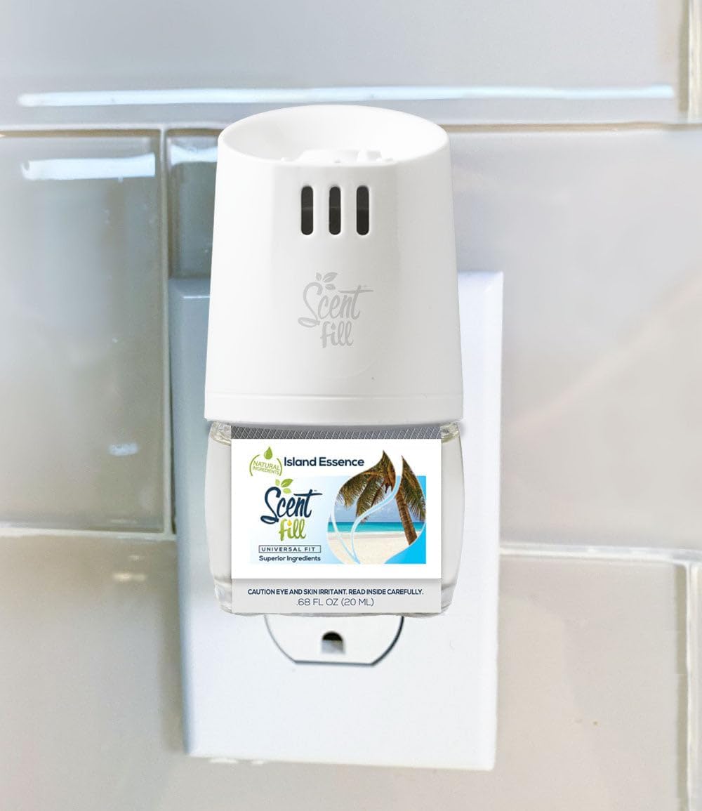 Scent Fill Island Essence Plug in Air Freshener, Scented Oil Refills, 2 Refills + Diffuser