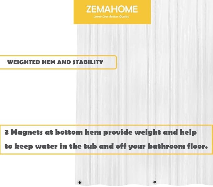 3 Pack PEVA Plastic Shower Curtain Liner Premium Light Weight 72" x 72" Clear Bathroom Shower Showroom Curtain Liner with Rustproof Metal Gromments and Weighted Magnet