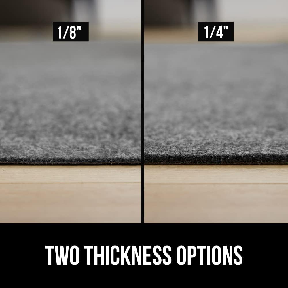 GORILLA GRIP Felt and Natural Rubber Stay in Place Slip Resistant Rug Pad, 1/4in Thick, 6x9 FT Protective Padding Under Area Rugs, Cushioned Gripper Pads, Carpet Runners, Hardwood Floors Protection