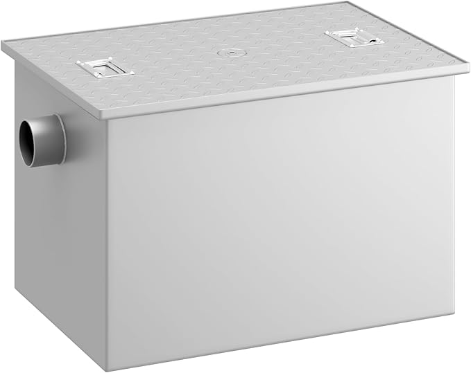20 LB Commercial Grease Interceptor 10 GPM, Grease Trap with 2" Non-Threaded Connections, perfect ofr Kitchen, Restaurant, Hotel, Bar, Cafe, School