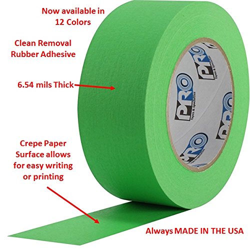 ProTapes Colored Crepe Paper Masking Tape, 60 yds Length x 1" Width, White (Pack of 1)