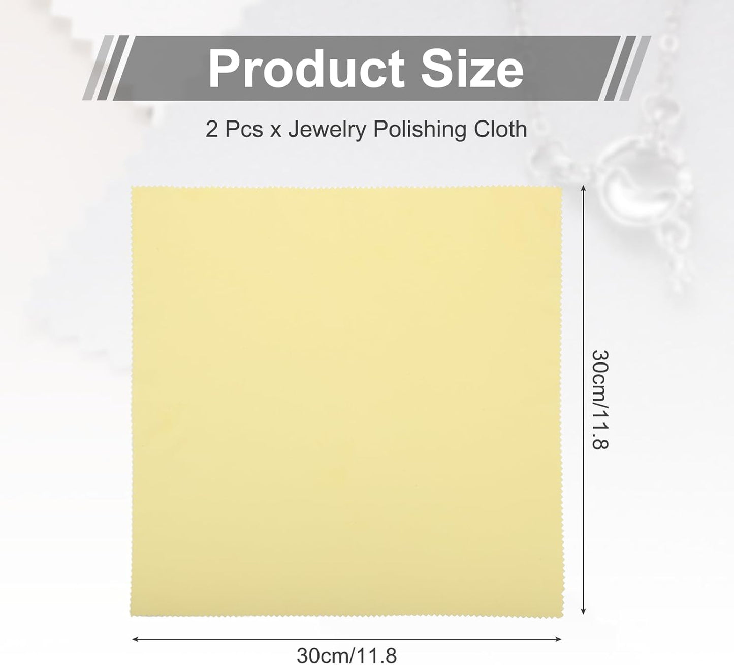 MECCANIXITY Jewelry Polishing Cloth 11.8x11.8 Inch Silver Polish Cleaning Cloths Jewelry Cleaner for Gold, Rings, Necklaces, Diamond, Bracelets, Pack of 2(Yellow）