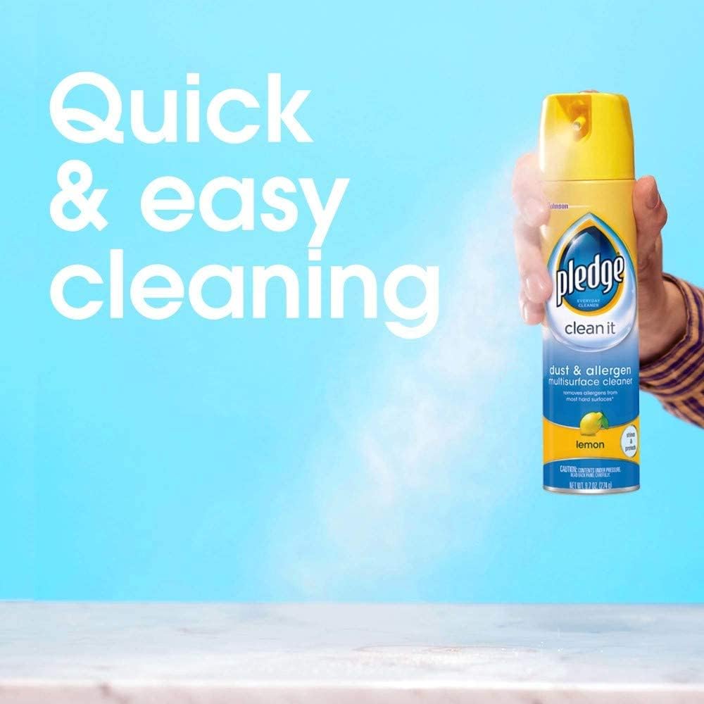 Pledge Dust & Allergen Multisurface Cleaner, Aerosol Spray, Lemon Scent, 9.7oz