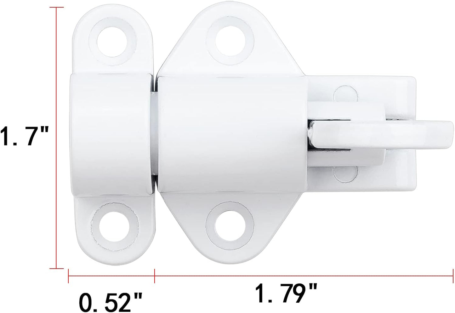 3 Packs Self-Closing Latches，White Spring Door Lock，Resilient Bolt Latch Aluminum Alloy Safety Automatic Spring Barrel Slide Door Lock with Screws,Used for Gate,Window and Cabinet etc