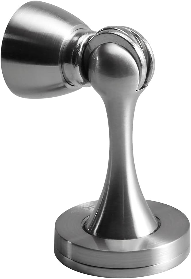 YAGU Silver Door Stopper 6 Pack Magnetic Door Stops Zinc Alloy Brushed Nickel Door Catch Door Holder Wall Floor Mounted Metal Soft-Catch