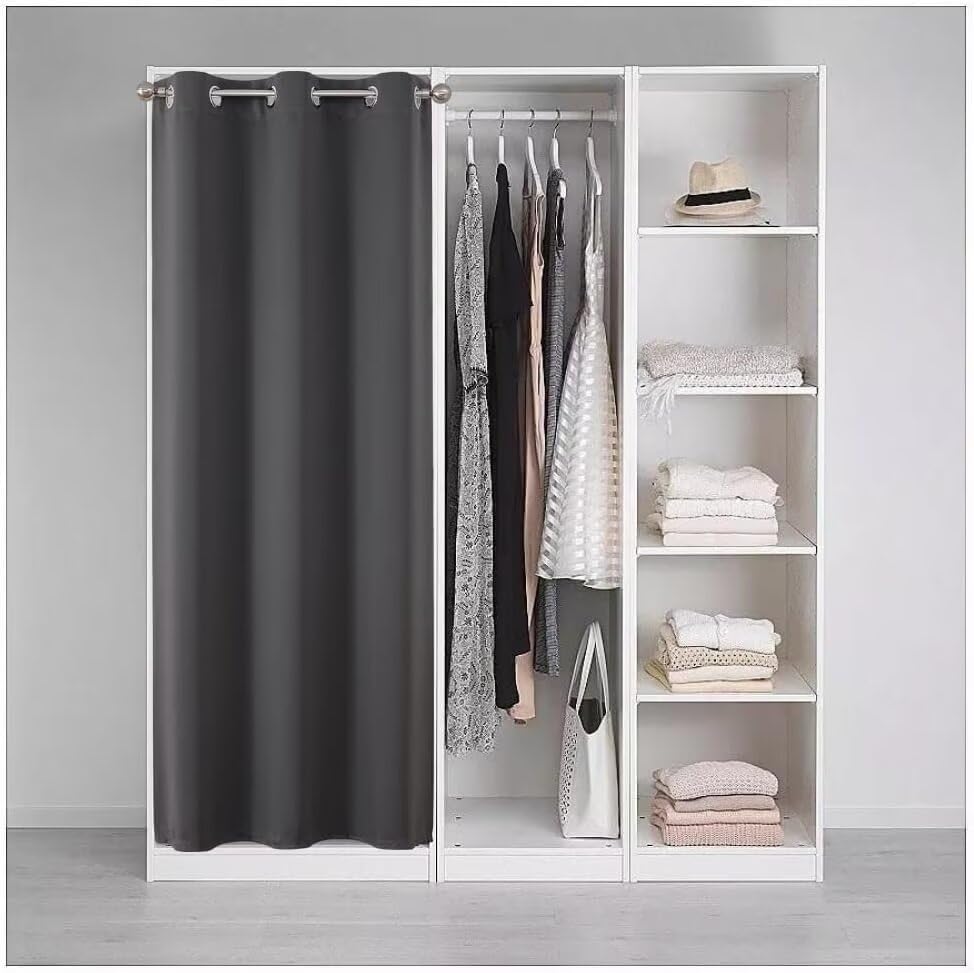 Joydeco Custom Size Door Curtains, Closet and Bedroom Doorway Curtains (Grey)