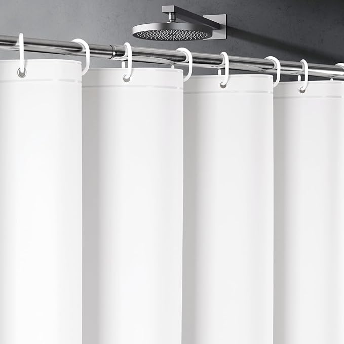 UFRIDAY White Long Shower Curtain Liner 72 x78 inch Premium PEVA,Heavy Duty Shower Curtain with 3 Weighted Magnets, Plastic Waterproof Bath Curtains with 12 Hooks