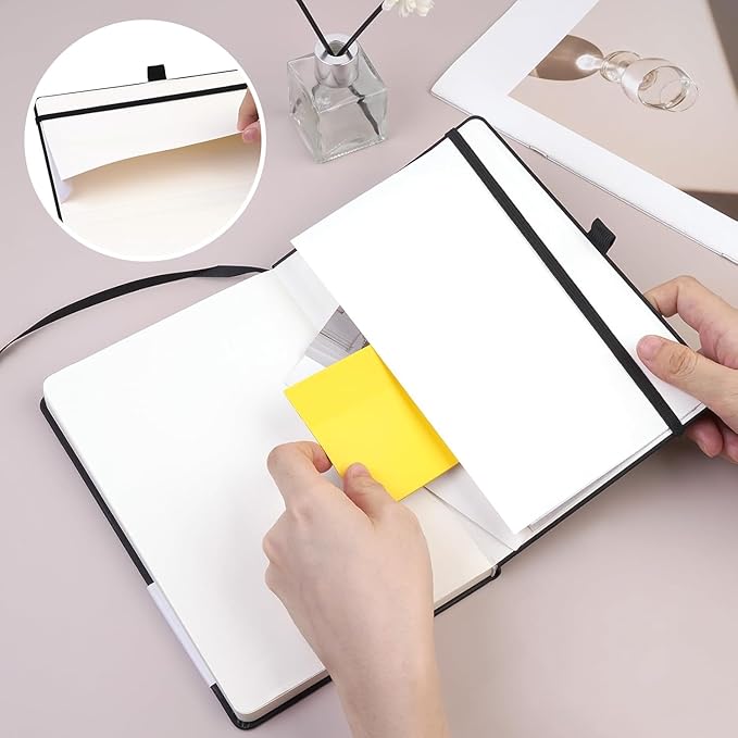 Premium Hardcover Executive Notebook and Pen Set - A5 Journal Notebook 192 Line Pages, 2 Smooth-Writing Ballpoint Pens, Arrow Sticky Notes - For Office & School Supplies Letter L Floral Design Brown