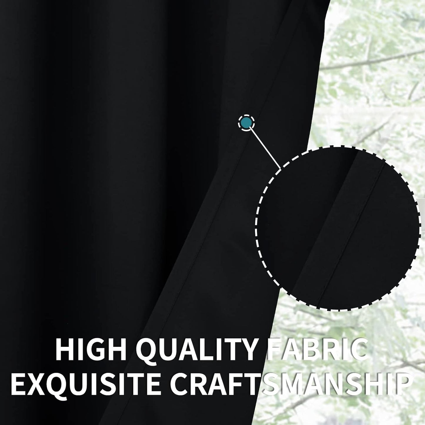 BGment Black Blackout Curtains 40 Inch Long for Bedroom KIthchen Window - Rod Pocket Short Length Window Drapes Privacy Blinds for Bathroom Rv Camper Cafe, 2 Panels, 34 x 40 Inch