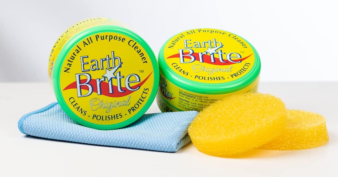 All Natural Multipurpose Cleaner for Bathroom, Floor, Kitchen and More | 300g Original Natural Clay Tub + Sponge (2-Pack) Includes Bonus Diamond Towel Cleaning Supplies Kit