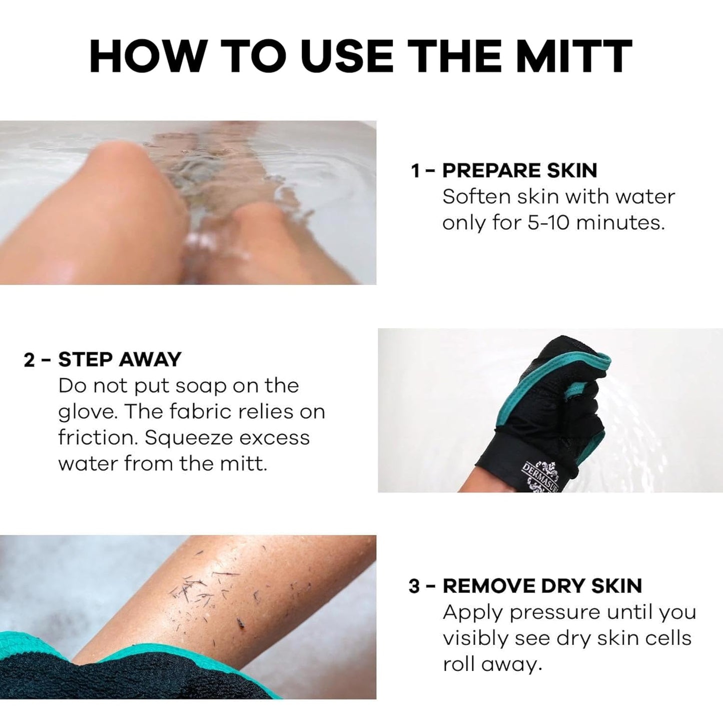 Dermasuri - Deep Exfoliating Glove - Korean Exfoliating Mitt - Reusable Body Scrubber for Shower - Buffs Dry Dead Skin - Keratosis Pilaris Treatment Scrub - Stocking Stuffer Gifts for Women & Men - XL