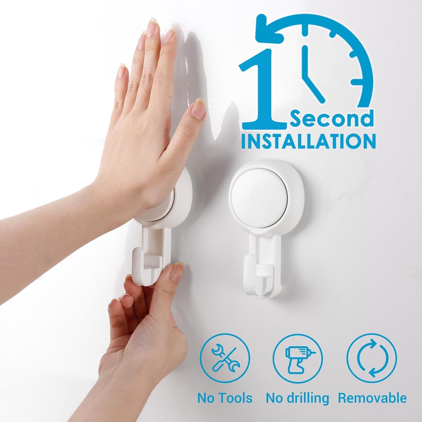 LUXEAR Suction Hooks Powerful Suction Cup Hooks Vacuum Suction Holder Heavy Duty Shower Suction Hooks Glass Door Window Christmas Wreath Hanger Waterproof Suction Hanger for Bathroom Kitchen-6Pack