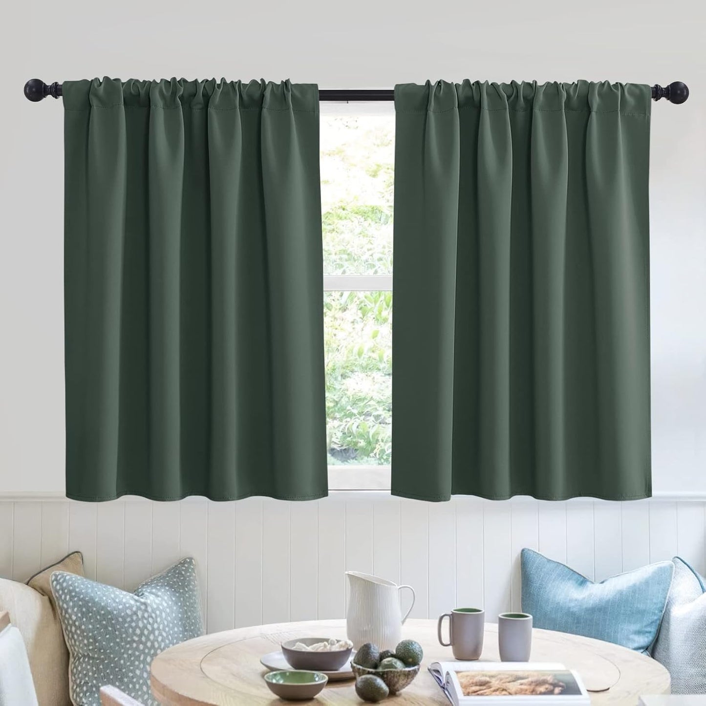 RYB HOME Bedroom Curtains Short - Blackout Privacy Energy Saving Curtains for RV Bunk Camper Bathroom Basement Kitchen Door Window Decor, 52 inch Width x 36 inch Length, Lilac, 2 Pcs