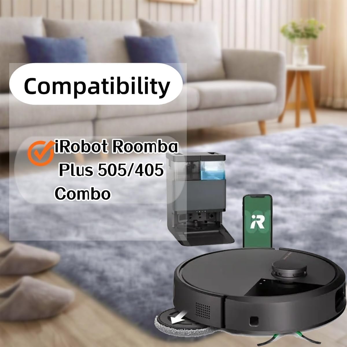 Replacement Mop Pads Compatible with iRobot Roomba Plus 405 505 Combo Robot VacuumRobot Vacuum 6 Mop Cloth