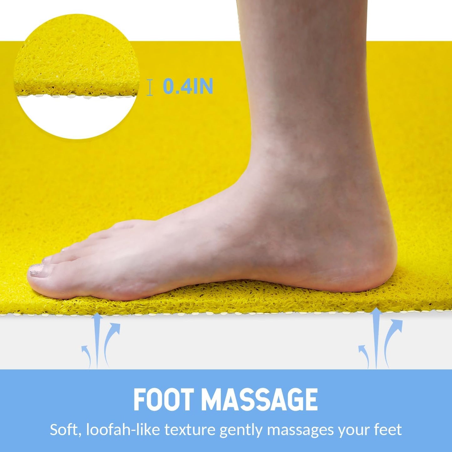 Non-Slip Bathtub Mat, Anti Slip Shower Mat, Fast Drying Bathtub Mats, Foot Scrubber Mat, Anti Slip Mat for Tub, Floor, Bathroom, Kitchen, Home, Hotel (Yellow 36"×24")