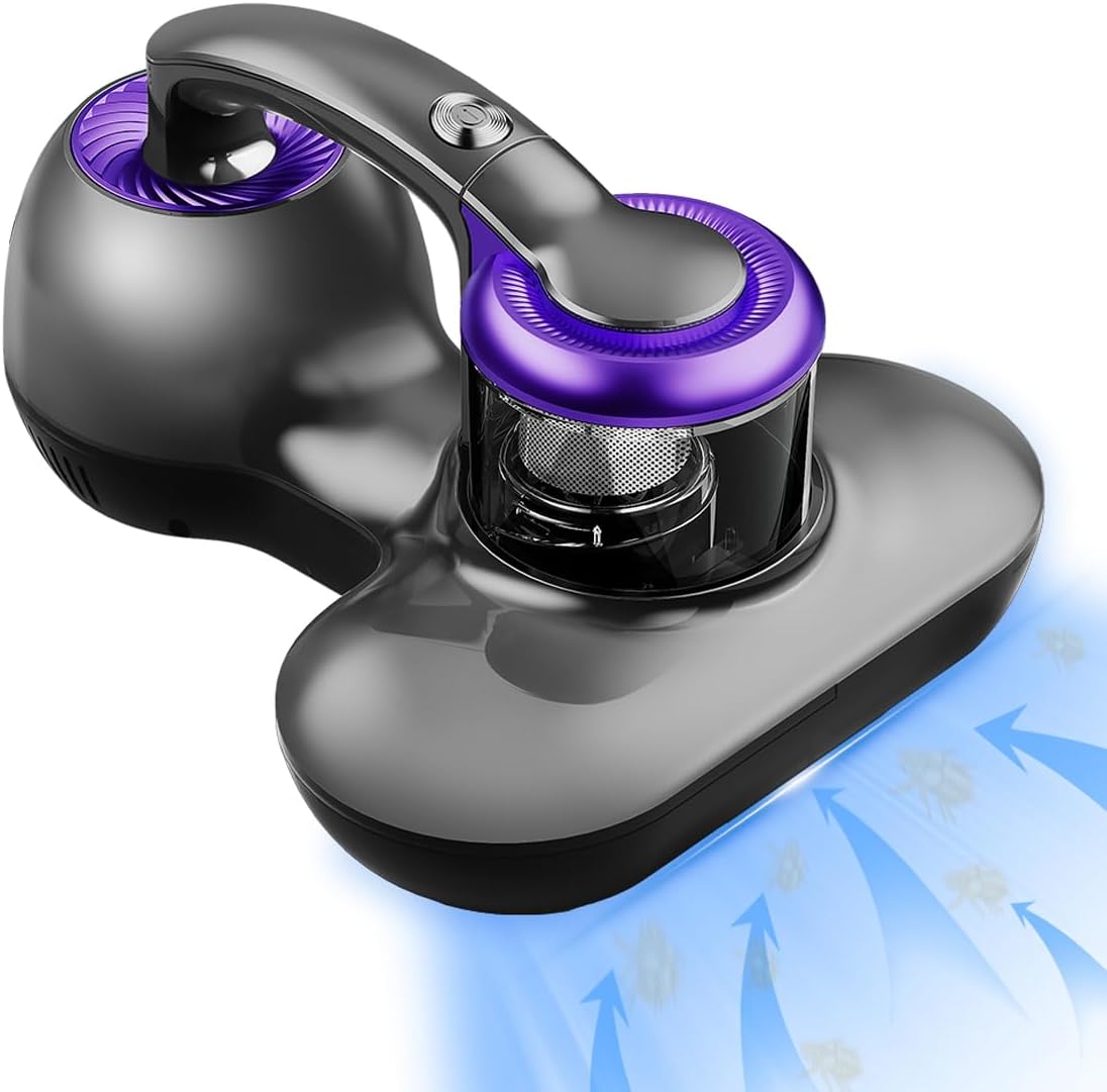 Mattress Vacuum Cleaner, Handheld UV Bed Vacuum Cleaner 16KPa & 12800 Vibrations Per/Min Upgraded Effectively Clean Up Bed, Pillows, Cloth Sofas, Carpets and Ther Fabric Surfaces