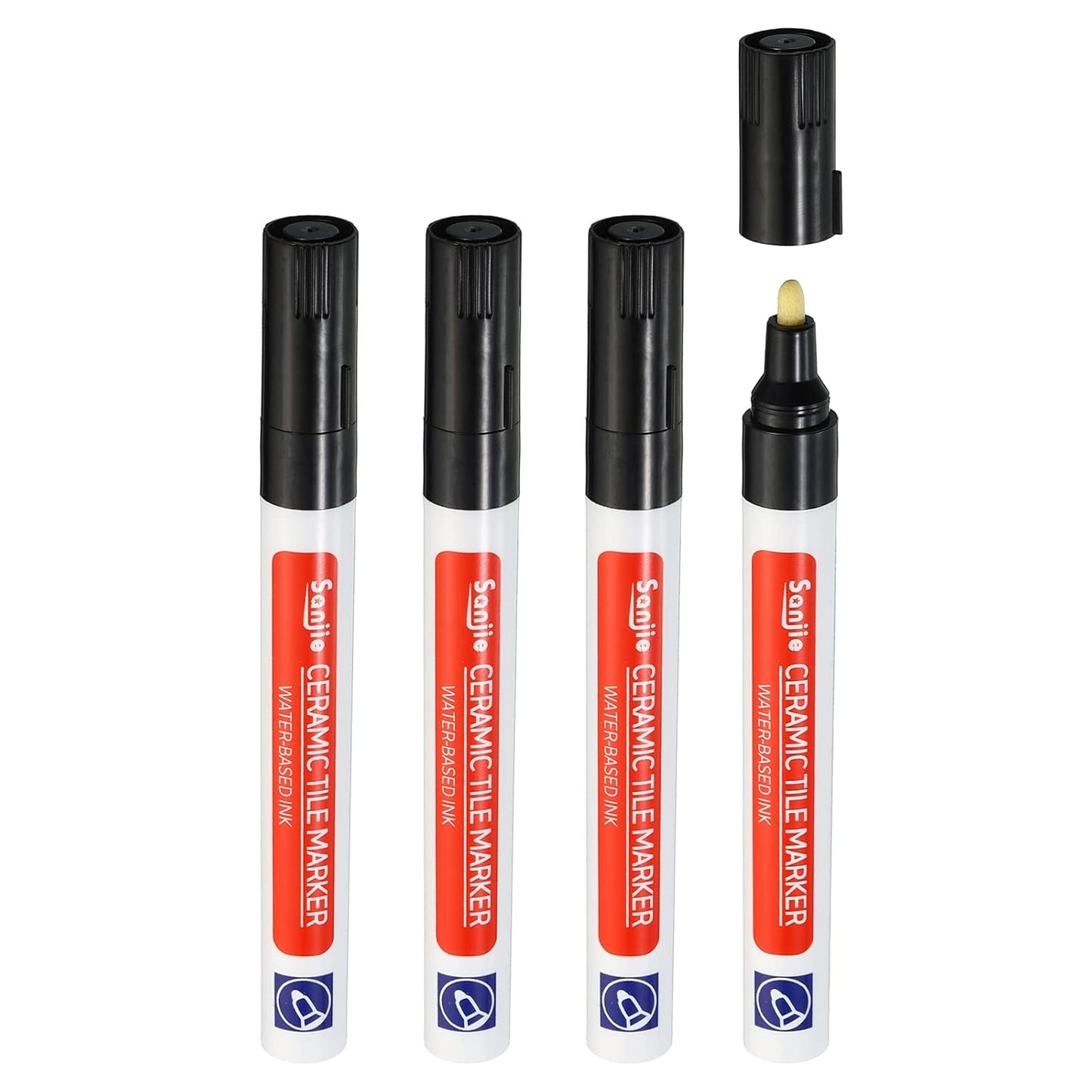 PATIKIL Grout Pen, 4 Pack Black Tile Marker Waterproof Grout Sealer Pen Tile Repair Pens Paint Pens for Wall Floor Bathroom Kitchen Refresh