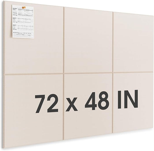 MaxGear Extra Large Cork Board for Wall 72" x 48", Light Tan Bulletin Board, 6 Pack Felt Wall Tiles with Pushpins, Cork Boards for Office Push Pin Board Tack Board Felt Board