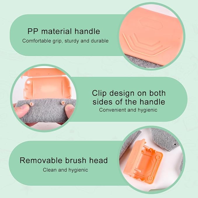 Magic Window Track Cleaner, 2025 New Groove Cleaning Brush Tools Set, Hand-held Window Track Cleaner Brushes Tools for Window lides Gaps Tile Lines Shutter Car Vents (Green, 3PCS)