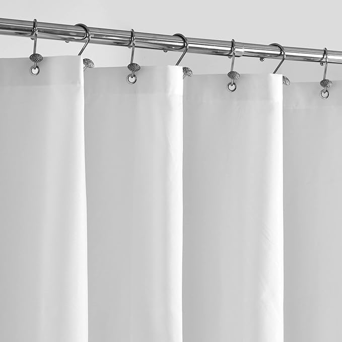 ALYVIA SPRING Stall Fabric Shower Curtain Liner Waterproof - 54" x 72", Soft & Lightweight Stall Size Shower Curtain with Magnets, Machine Washable - 54x72, White