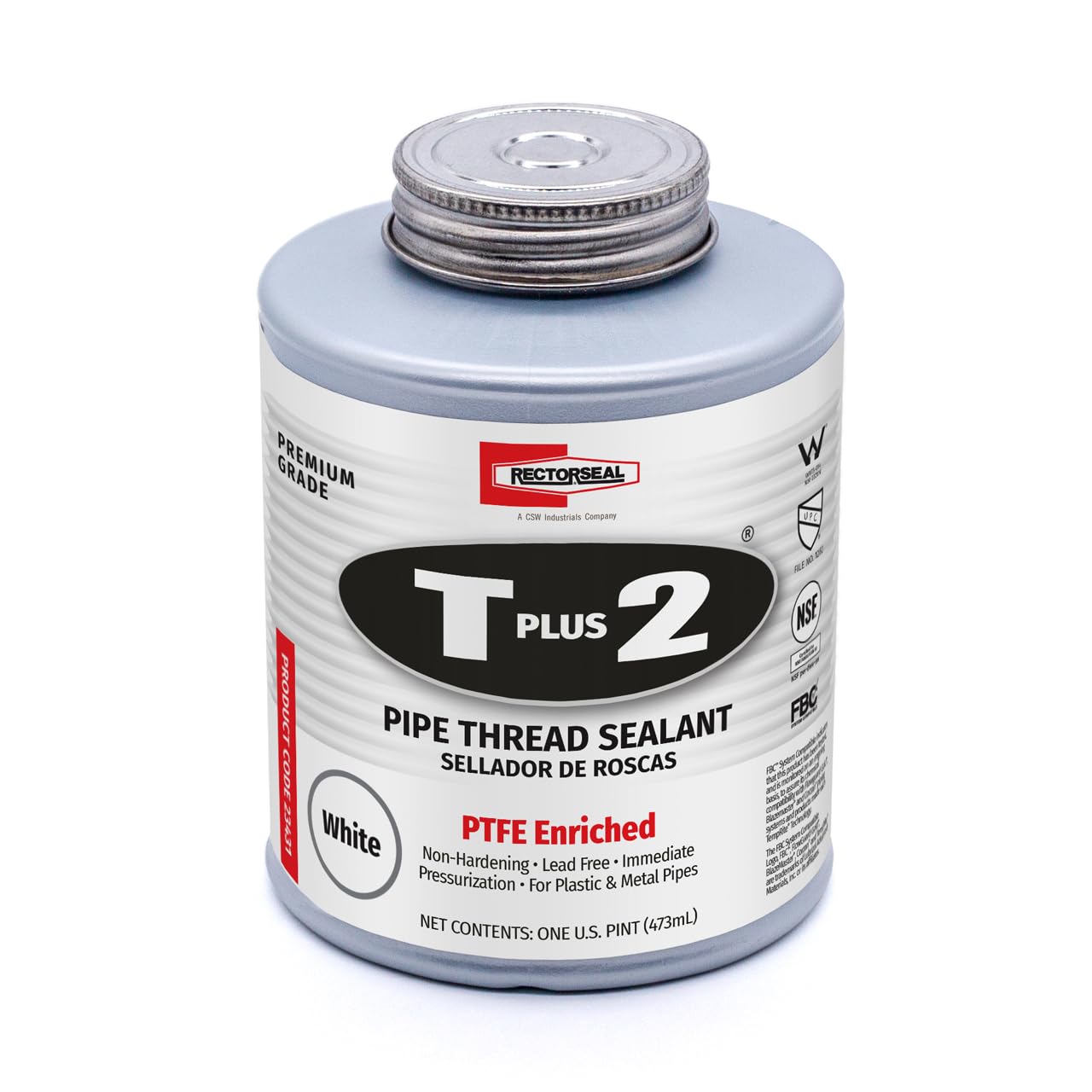 Rectorseal 23431 Pint Brush Top T Plus 2 Pipe Thread Sealant
