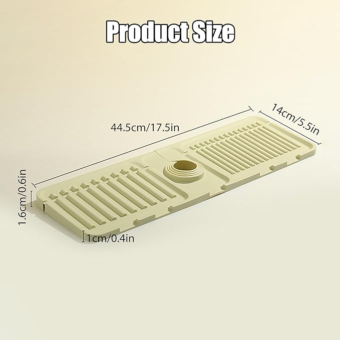 Faucet Mat for Kitchen Sink - 2024 Upgraded Premium Silicone Splash Guard with Fast Drying Properties - Protective Sink Tray Ideal for Stone Sinks in Kitchen & Bathroom (2, Beige)