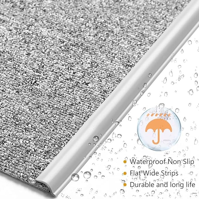Self Adhesive Carpet Transition Strip with Edge Trim, Designed for Seamless Transitions from Carpet to Tile or Vinyl Floors, Perfect for Doorways.(Gray,10ft)