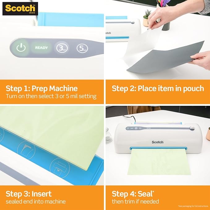 Scotch Self-Sealing Laminating Pouches, 2 in x 3.5 in Business Card Size, Great for Gift Tags, 25-Pack (Pack of 12)